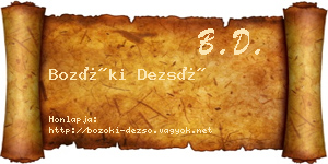 Bozóki Dezső névjegykártya